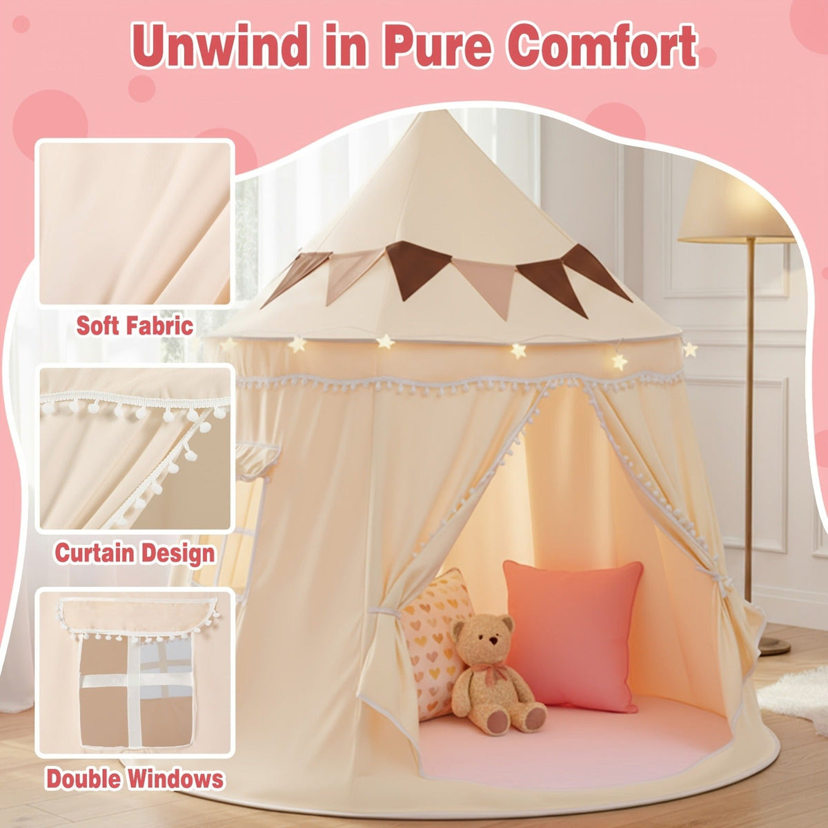 Pop-Up Dome Pet Tent in Three Colors with Basic or Mat, Star Lights and Flag Accessory Options — image 14