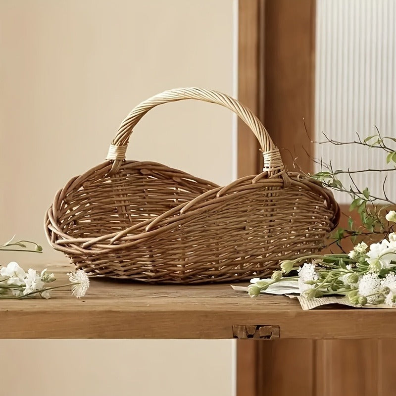 Natural Wicker Storage Basket with Thick-Wall Oval Design for Flowers, Produce and Farmhouse Display — image 6