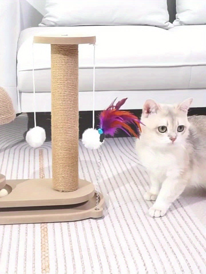 Compact Cat Tree with Sisal Scratching Post, Mushroom Hideaway, Track Balls and Small or Large Size Options — image 6