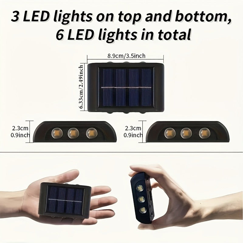 Solar Wall Light Outdoor 8 Pack 6 LED Deck Fence Garden Lamp Waterproof Auto Dusk to Dawn Courtyard Pathway Garage Yard Decor