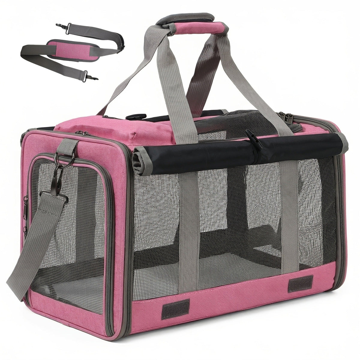 Soft-Sided Mesh-Panel Pet Carrier with Privacy Cover and Nine Color or Accessory Bundle Options — image 15