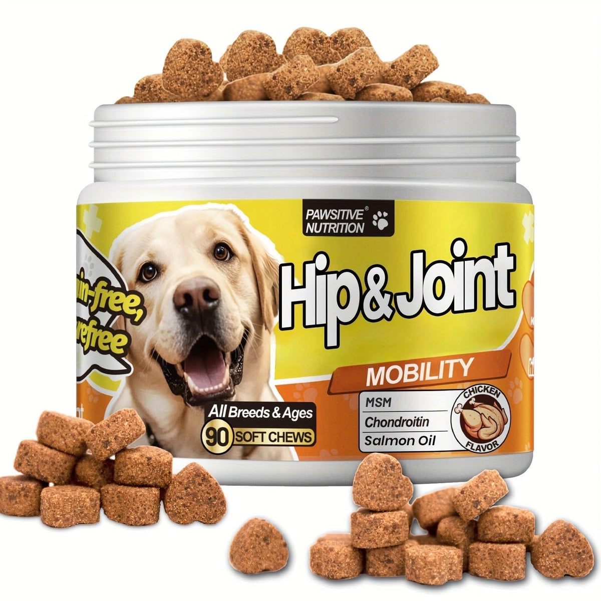 Dog Hip and Joint Soft Chews with Glucosamine, Chondroitin, MSM and Salmon Oil, 90 Count per Bottle — image 13
