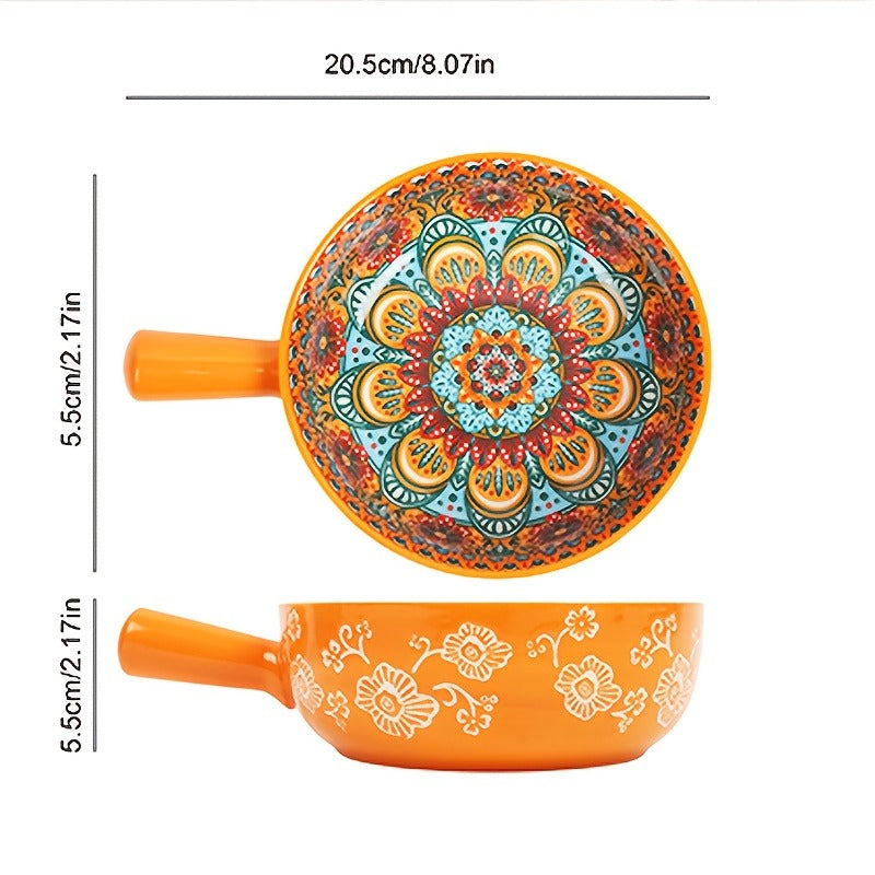 Ceramic Bowl Set with Lids 8-Piece Bohemian Soup Noodle Salad Bowls, for Home Cooking, Dining and Outdoor Meals — image 7