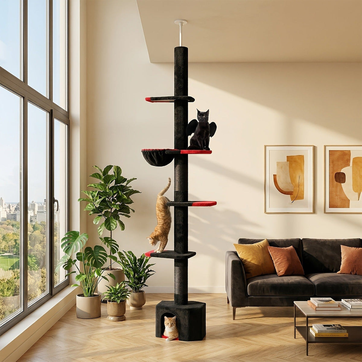 90-107.9-Inch Floor-to-Ceiling Cat Tree with Four Platforms, Tension Post and Five Style Options — image 15