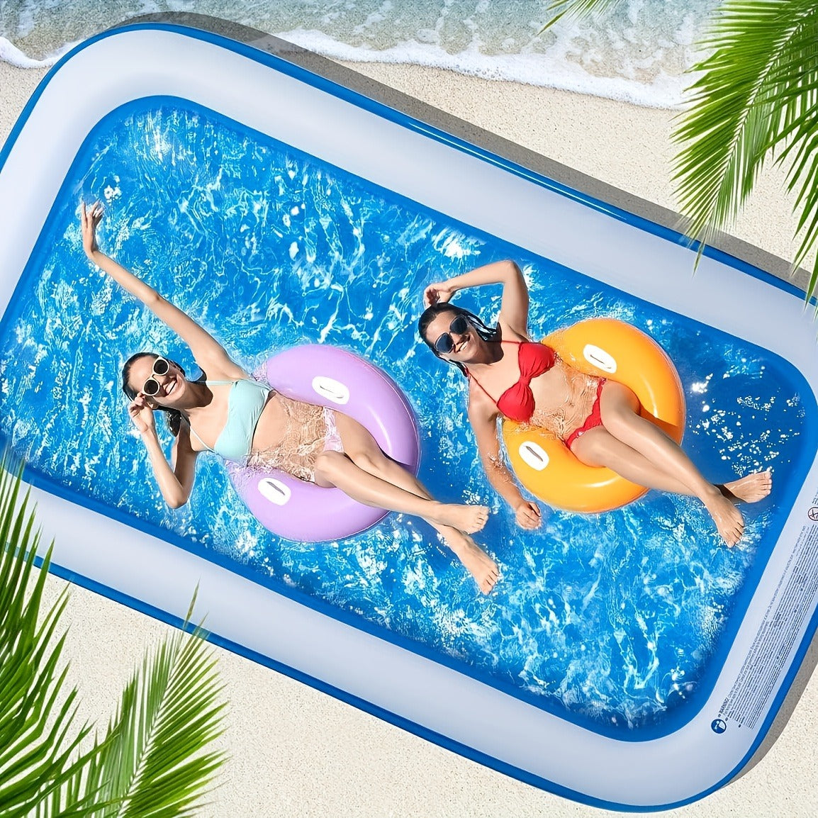 Inflatable Swimming Pool Glow Night Light PVC Reinforced Thickened Fast Setup Outdoor Backyard Party Pool for Adults Kids Fam