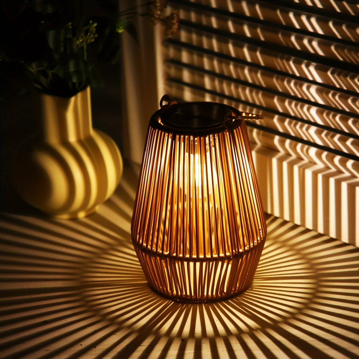 Solar Outdoor Lights Bohemian Bamboo Hanging Lanterns, Warm White, 1/2/4 Piece Sets for Patio Decor — image 13
