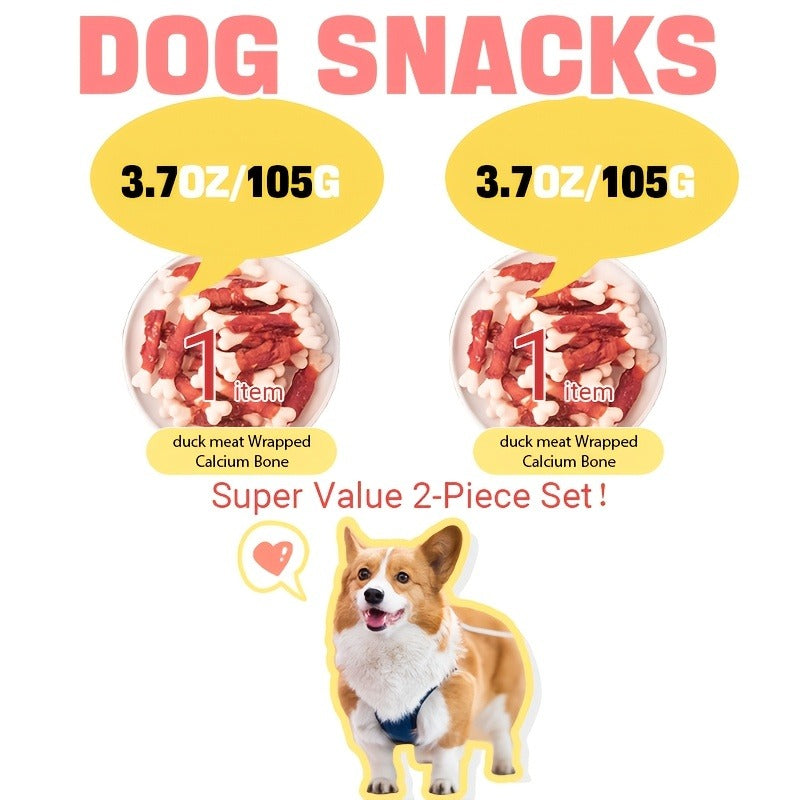 Dog Treats Chicken or Duck Wrapped Bone-Shaped Biscuits in Two-Pack Flavor Options for Reward Use — image 14