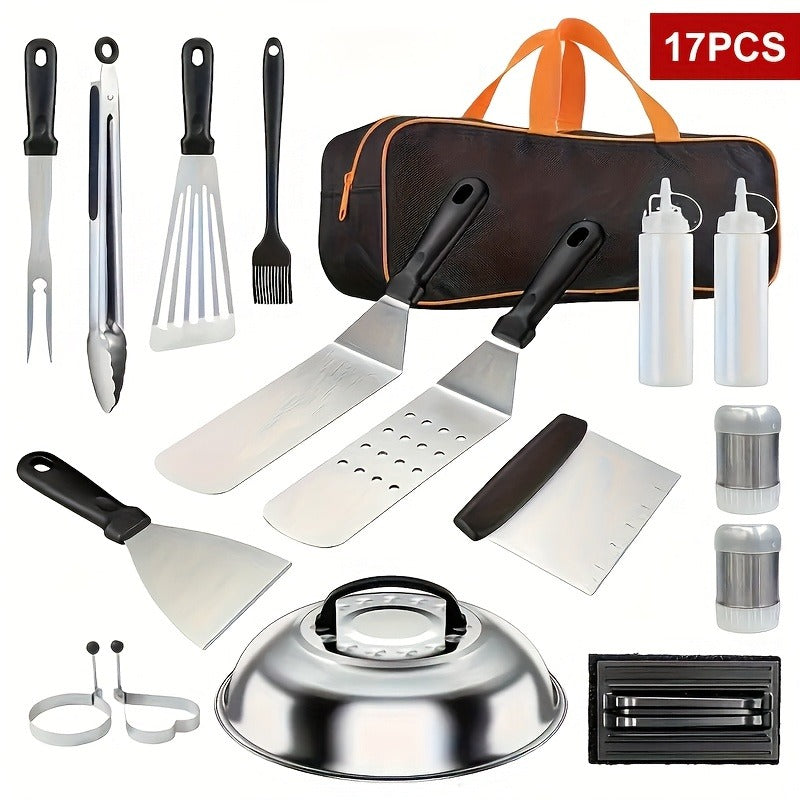 17-, 34- or 41-Piece Teppanyaki BBQ Tool Set with Griddle Spatulas, Press Domes and Carry Bag — image 8