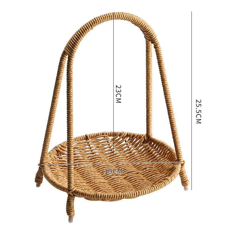 Round Tiered Serving Tray with Woven-Look Frame in Single- or Two-Layer Light Coffee Configurations — image 7