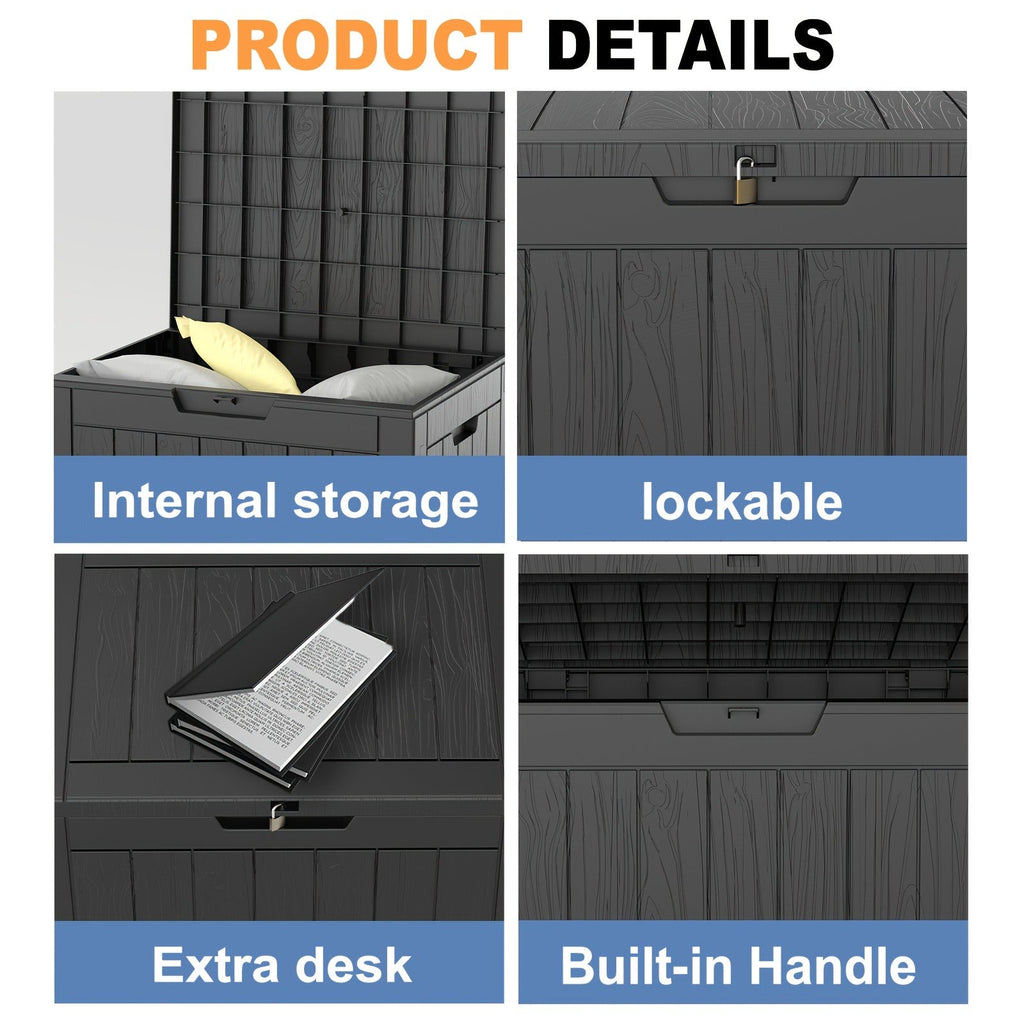 Outdoor Resin-Style Deck Box in 35- or 45-Gallon Sizes with Lockable Lid, Side Handles and Two Colors — image 5