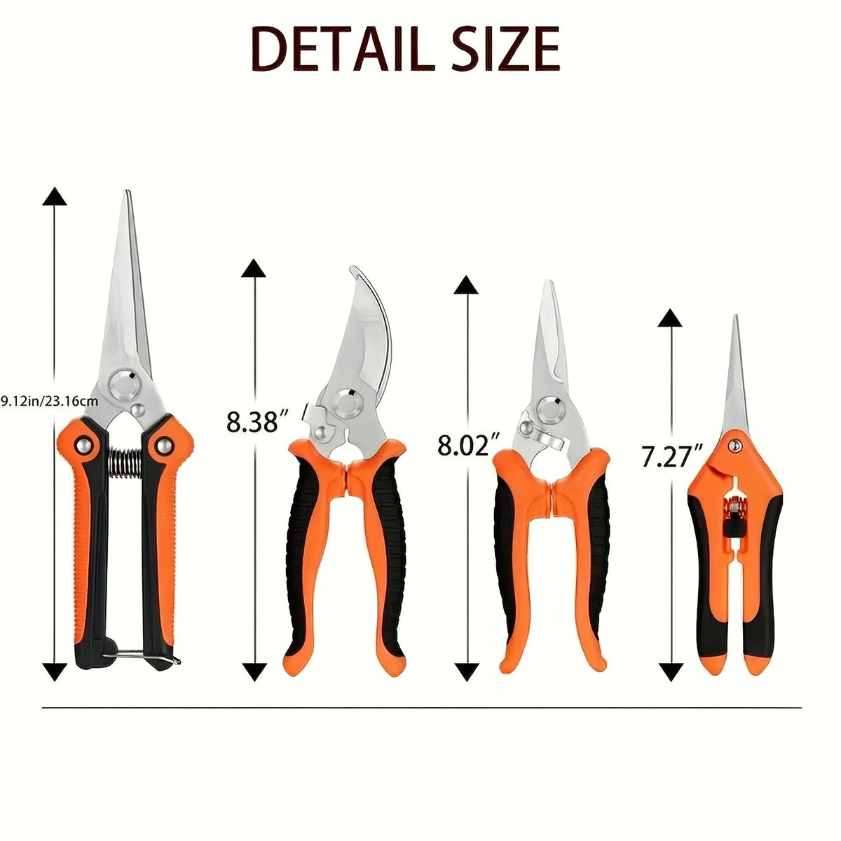 Pruning Shears 6-Piece Set, Stainless Steel Garden Scissors Anti-Slip Handle, Fruit Picking Lawn Bonsai Branch Cutting Tool G