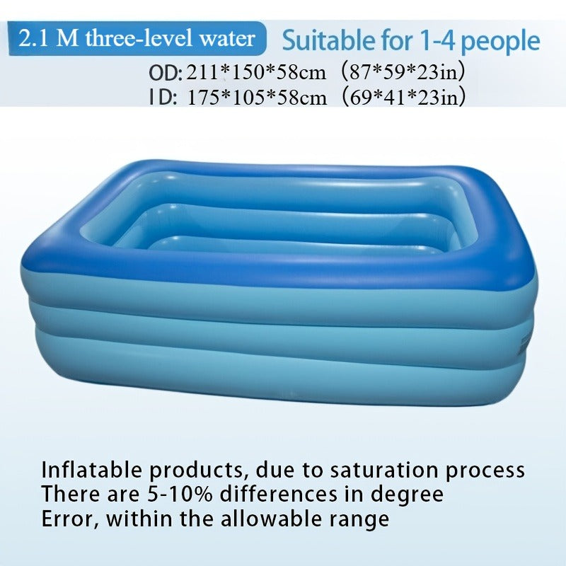 Inflatable Pool XL Extra Large Backyard Swimming Pool 3-Chamber Thick PVC Family Pool for Adults Kids Summer Outdoor Fun Mult