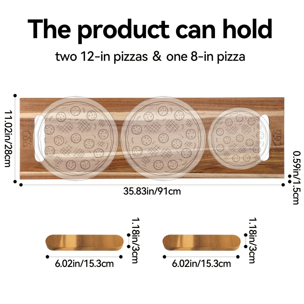 Extra-Long 36 x 11-Inch Wood-Color Charcuterie Board with Recessed Handles and Two Display Stands — image 6
