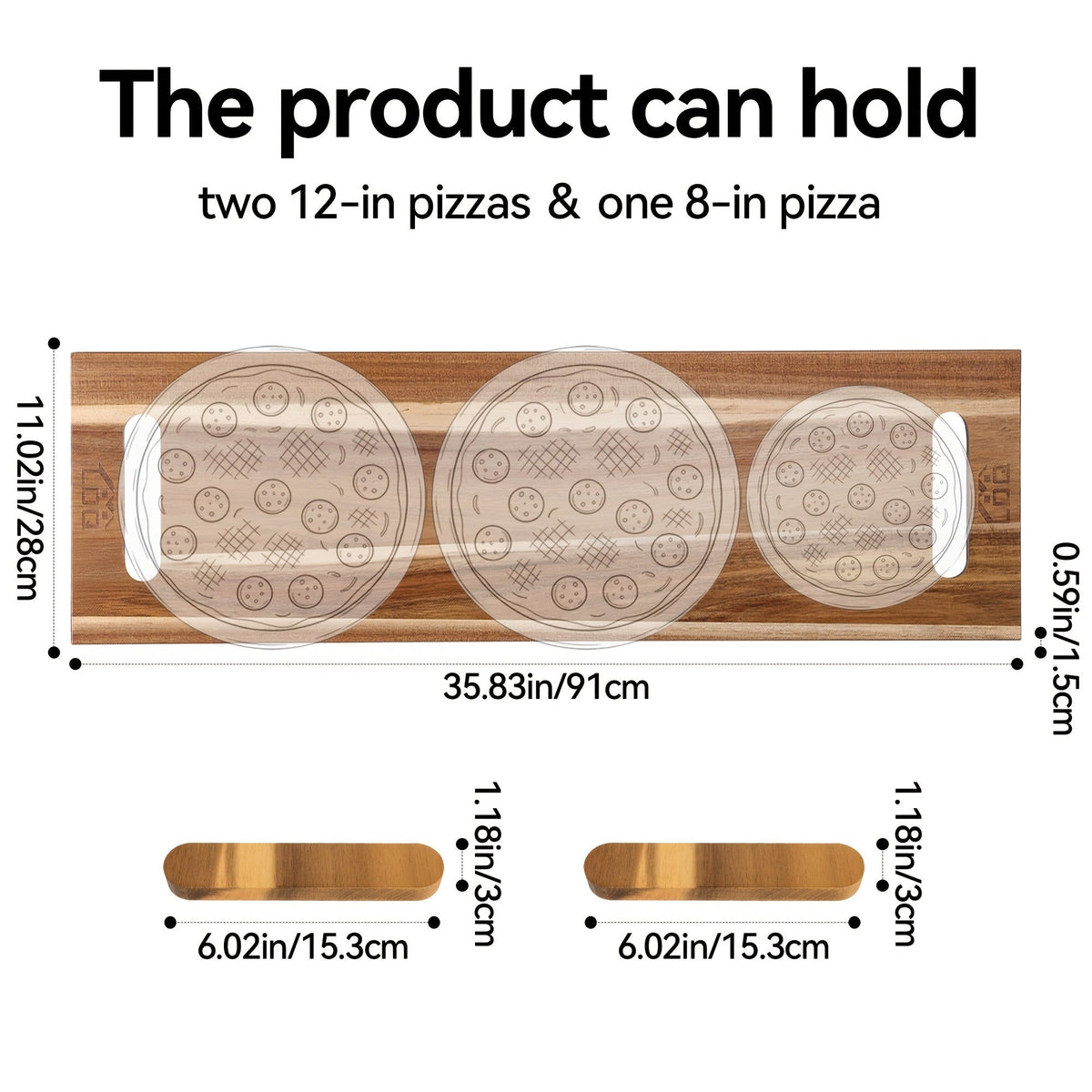 Extra-Long 36 x 11-Inch Wood-Color Charcuterie Board with Recessed Handles and Two Display Stands — image 6