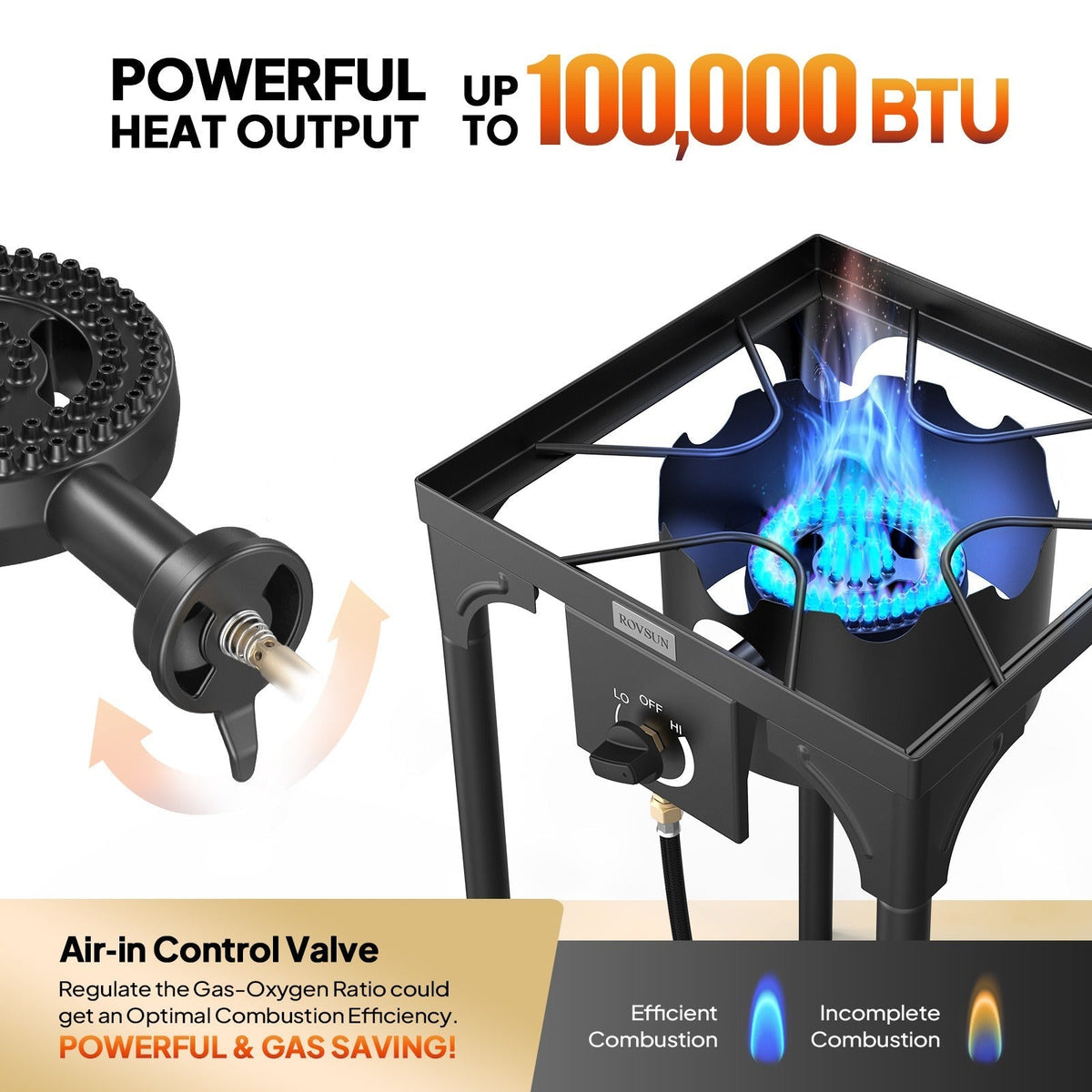 Outdoor Propane Burner Stove Cast Iron High Pressure Gas Cooker with Detachable Stand Legs — image 7