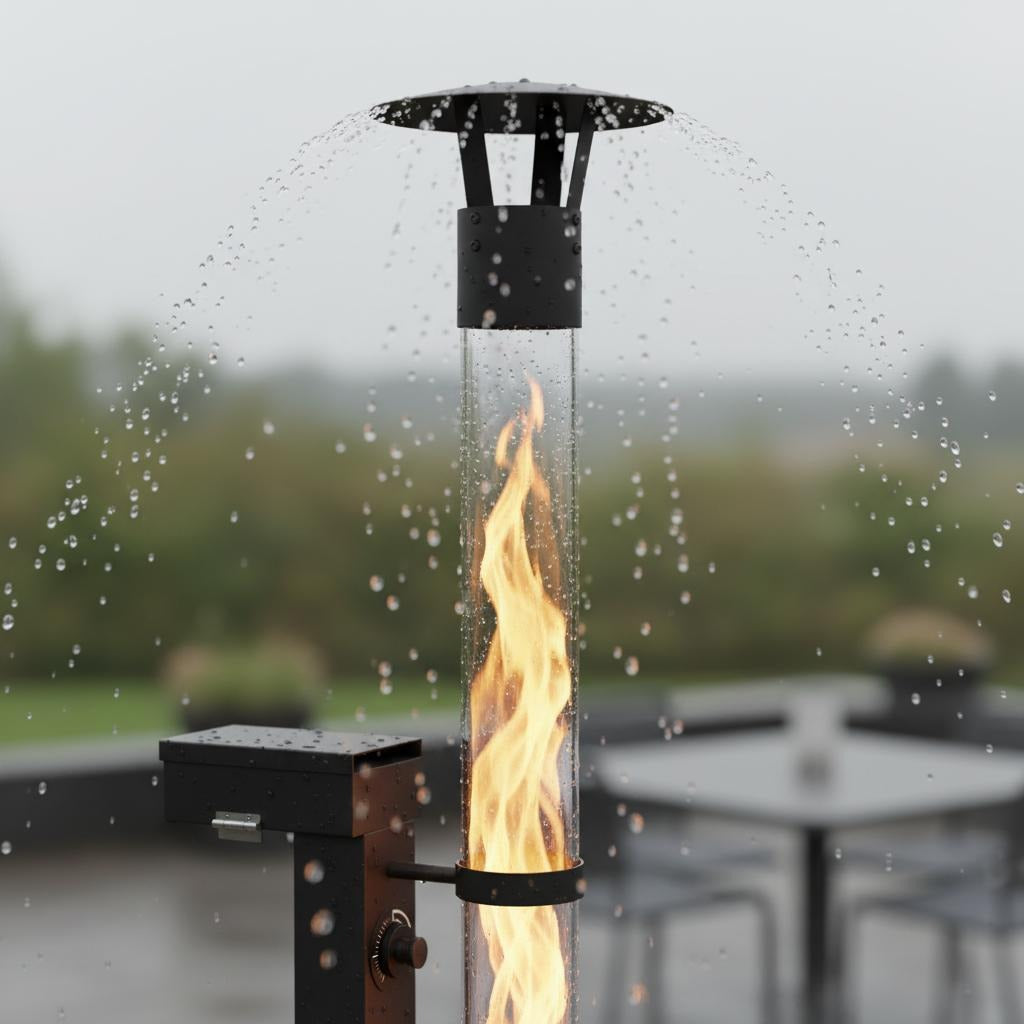 Wood Pellet Patio Heater Portable Gravity Feed Rocket Stove with Glass Tube Flame, Smokeless Non-Electric Outdoor Fire Pit fo