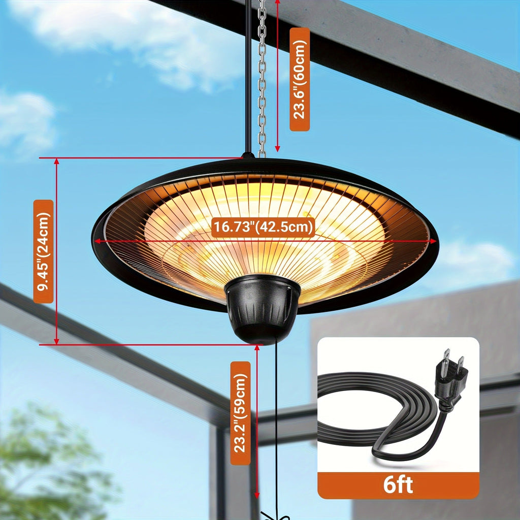 Infrared Patio Heater 1500W Ceiling Mount Electric Outdoor Heater with 3 Heat Settings 600W/900W/1500W — image 6