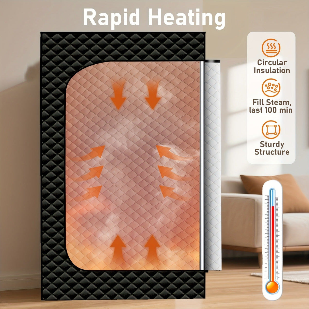 Portable Steam Sauna Box 1200W Full Body Sauna Tent with Folding Chair, 101oz Steam Generator — image 6