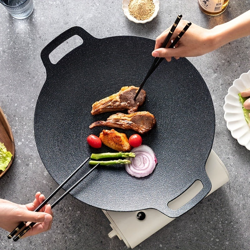 Korean BBQ Grill Pan Cast Iron 3-Piece Set, Non-Stick Portable Fry Pan for Indoor & Outdoor Use, Even Heat — image 6