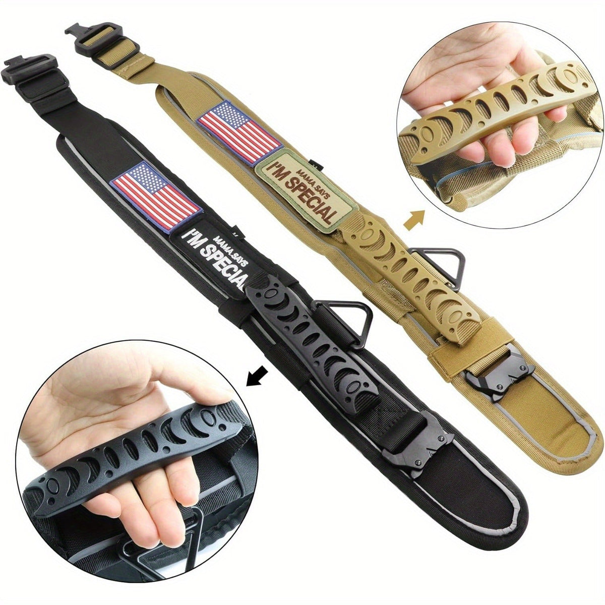 Wide Tactical Dog Collar with Padded Grab Handle, Reflective Stitching, Two Patches and M–XL Sizing — image 10