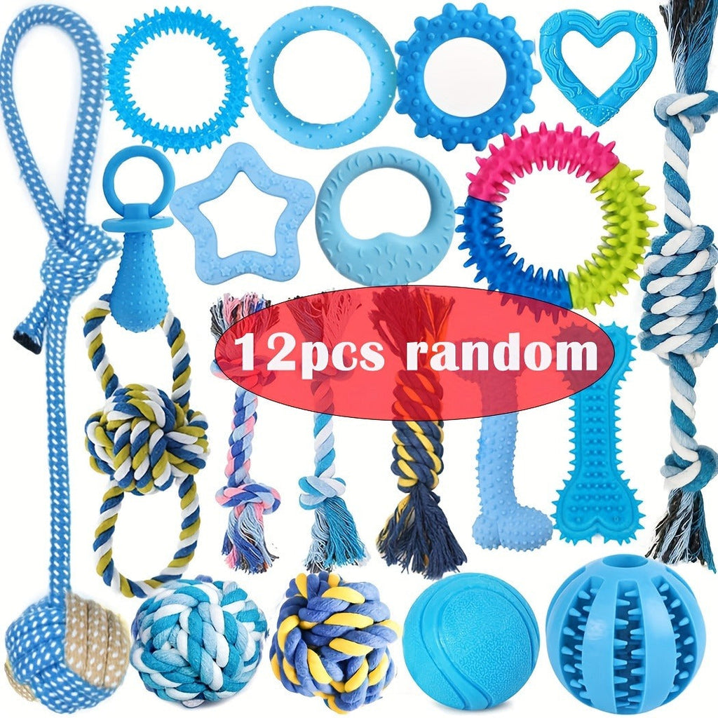 Dog Toy Assorted Puppy Bundle with Random Chew, Rope, Treat Ball and Squeaky Mix in 3 or 12 Pieces — image 5