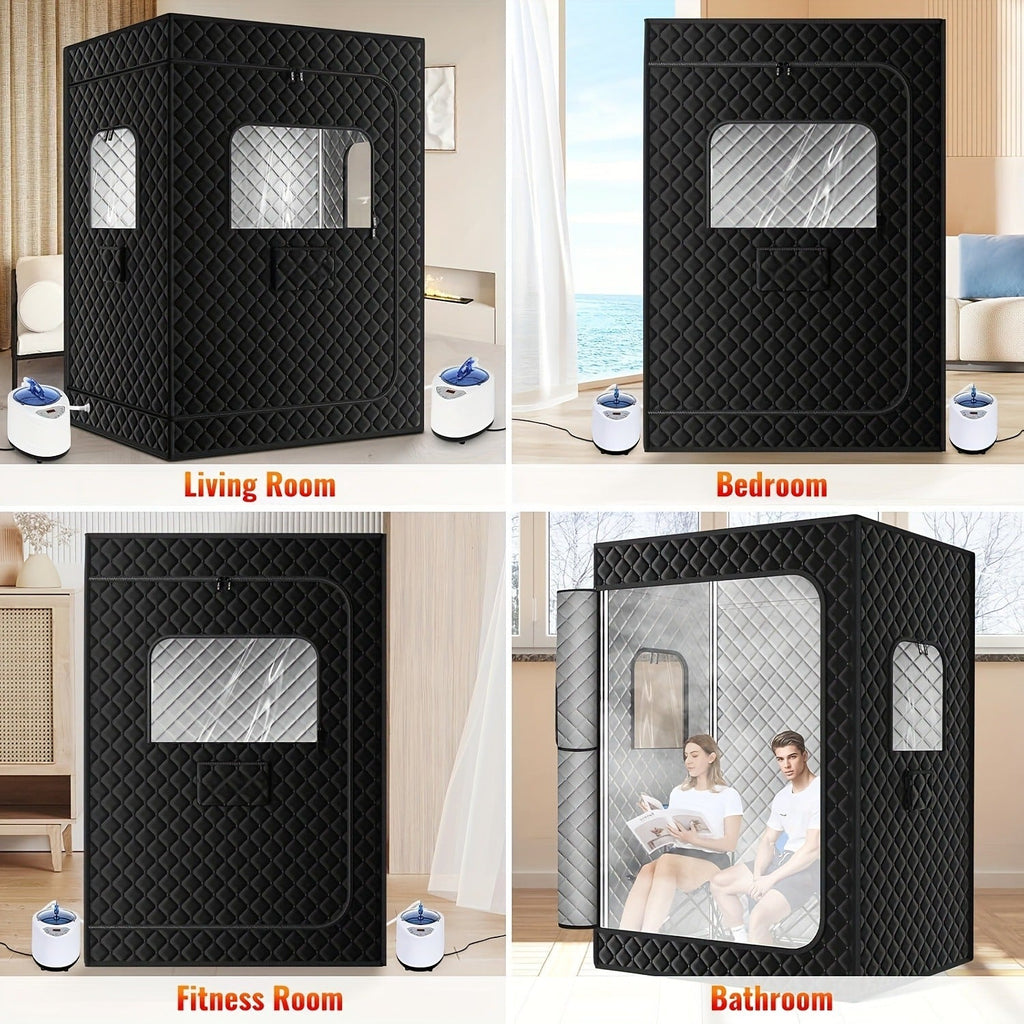 Double Person Sauna Tent 71x49x36in Extra Large 2-Person Steam Sauna Box for Home with 2 Steamers — image 7