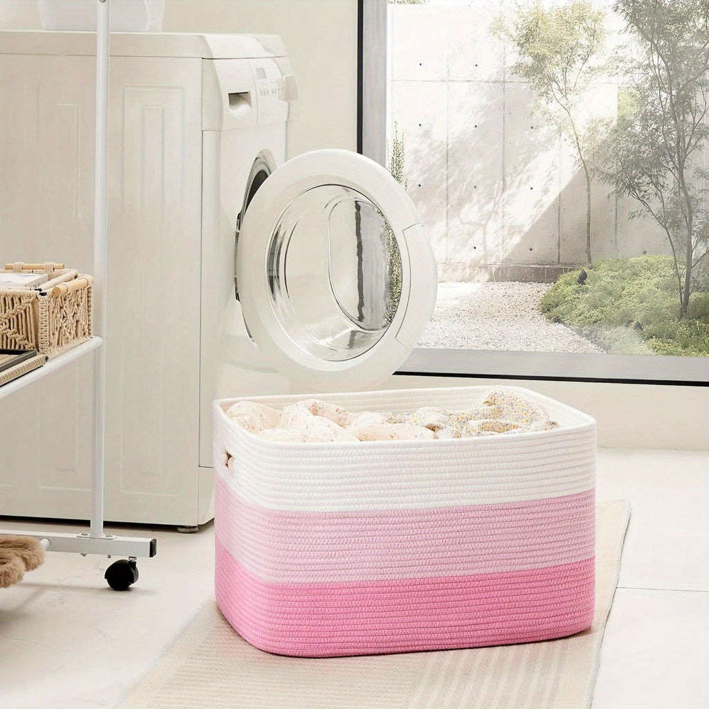 Storage Bag, Open-Top Woven Organizer in 30L, 65L or 100L with Handles and Black, Pink, Gray or Blue Options — image 9