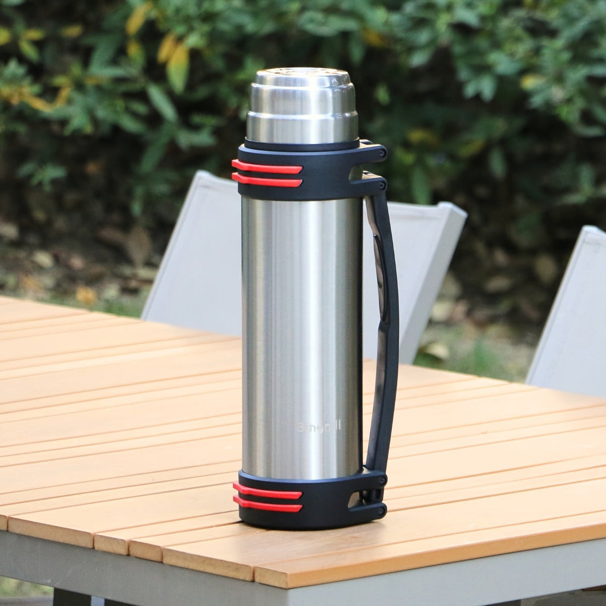 2000ml Stainless Steel Water Bottle Flask with Cup-Style Cap, Rigid Side Handle and Shoulder Strap — image 7