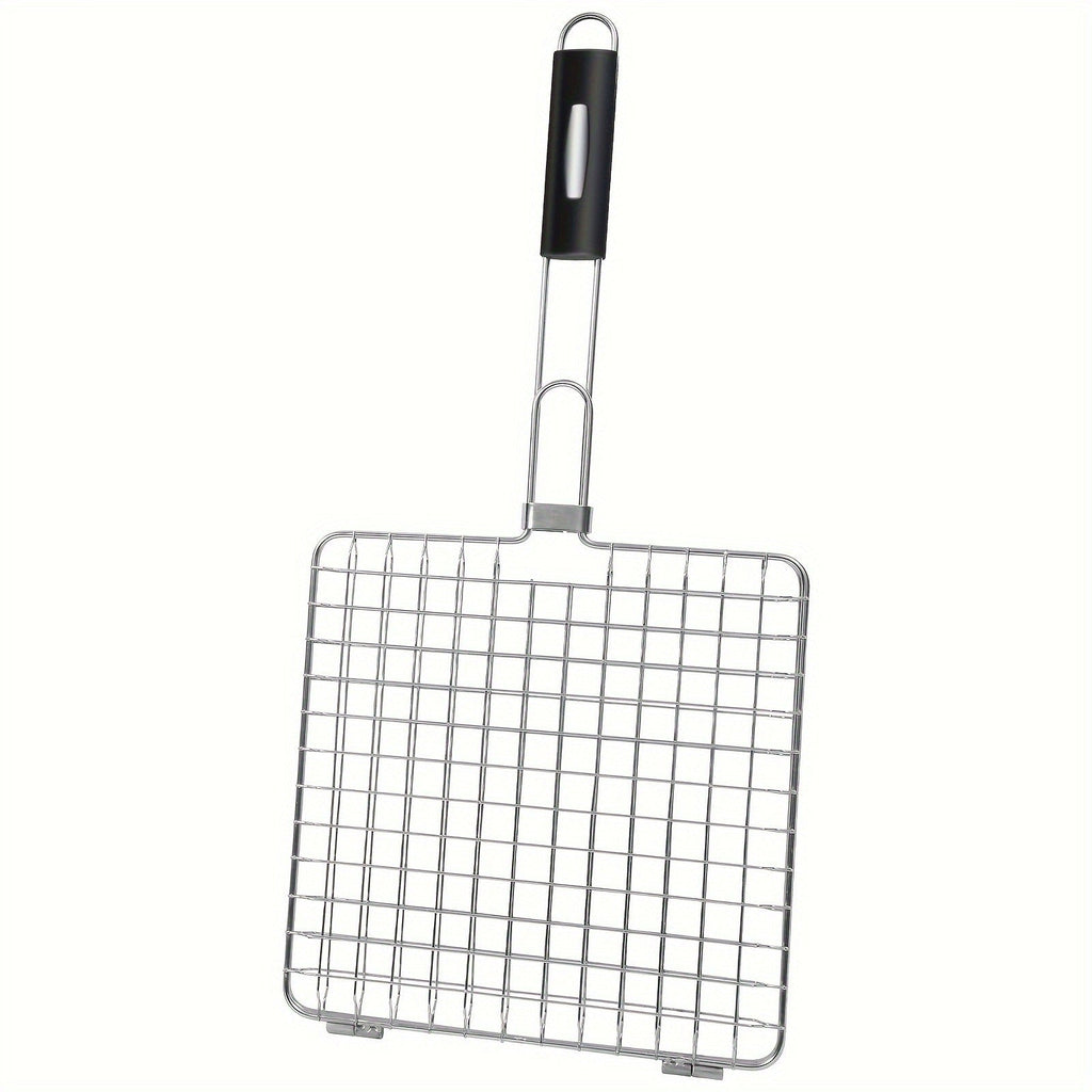 Grill Basket Stainless Steel Folding BBQ Grilling Basket for Fish Chicken Vegetables Shrimp Portable Outdoor Camping Barbecue
