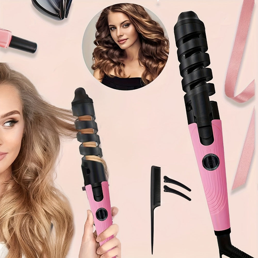 Spiral Barrel Curling Iron with One-Button Operation, Swivel Power Cord and Blue or Pink Finish — image 6