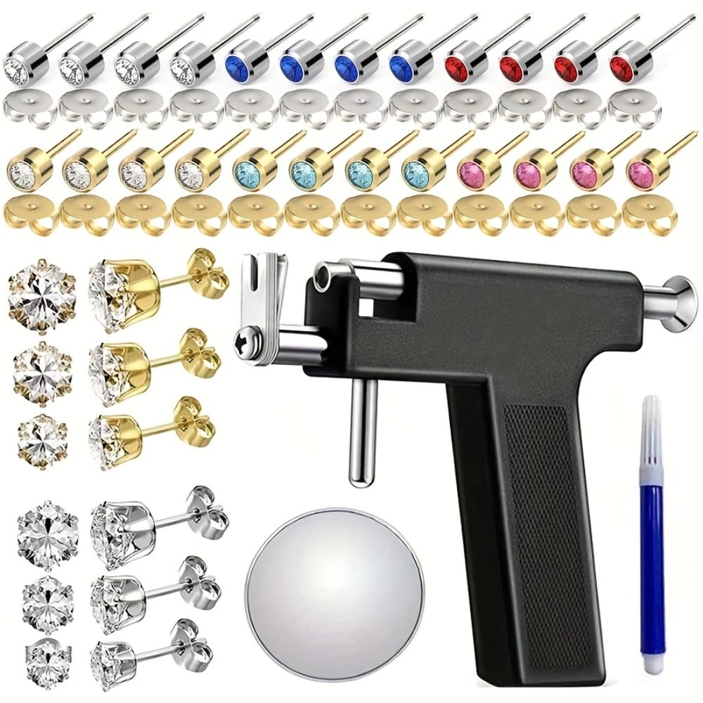 Ear Piercing Gun Kit 37pcs Professional Set, 24 Stainless Steel Earrings, 12 Crown Earrings — image 4
