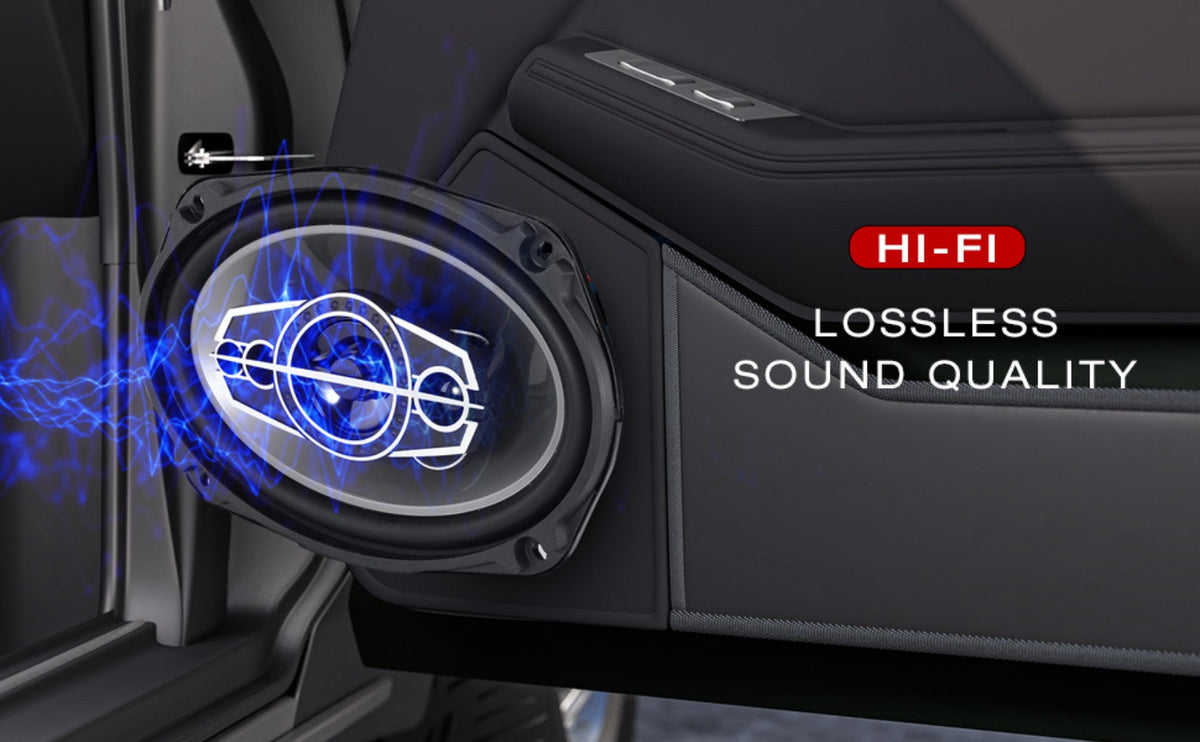 Pair of 6 x 9 Inch Five-Way Coaxial Car Speakers Labeled 1000W Peak, 120W RMS and 4 Ohms with Grilles — image 13