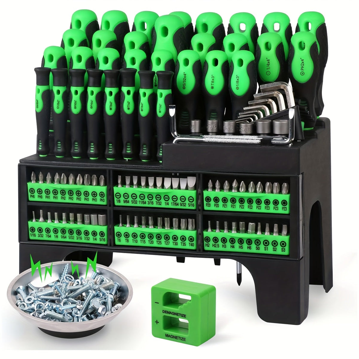 Screwdriver Organizer Set with 69- or 118-Piece Rack Configurations in Green, Red or Orange and Blue — image 17