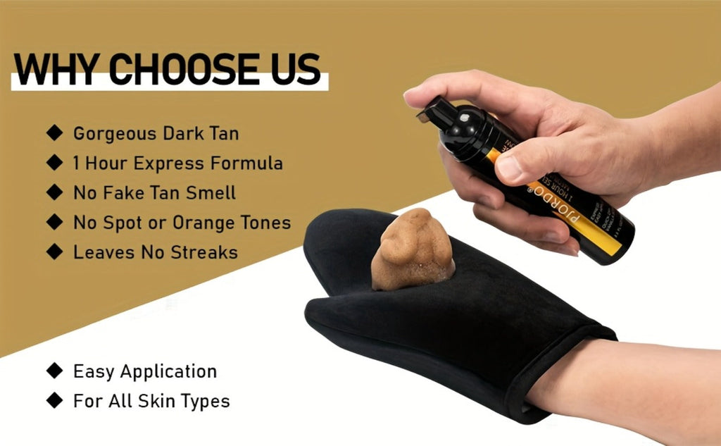 Sunless Tanning Mousse Kit 6-Piece Set with Mitt Applicator – Self Tanner Foam 1 Hour Fast Tan No Fake Smell — image 13