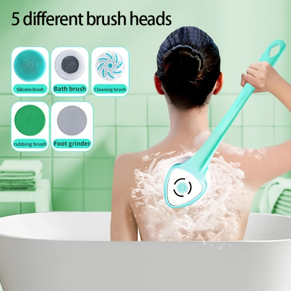 Electric Body Scrubber 6-in-1 Rechargeable Shower Brush - Vibrating Exfoliating Brush with Long Handle — image 15