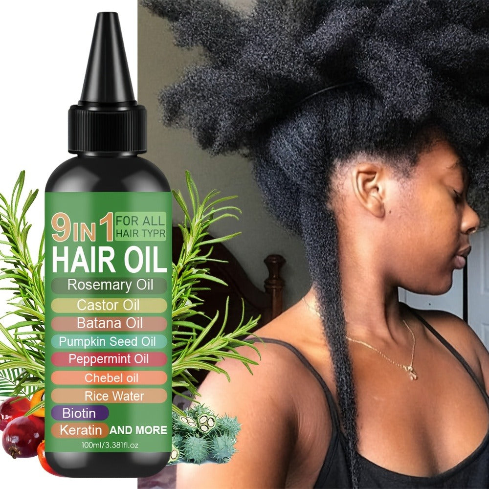 Rosemary 9-in-1 Hair and Scalp Oil, 100ml Nozzle Bottle with Rice Water, Batana, Castor and Biotin Labels — image 7