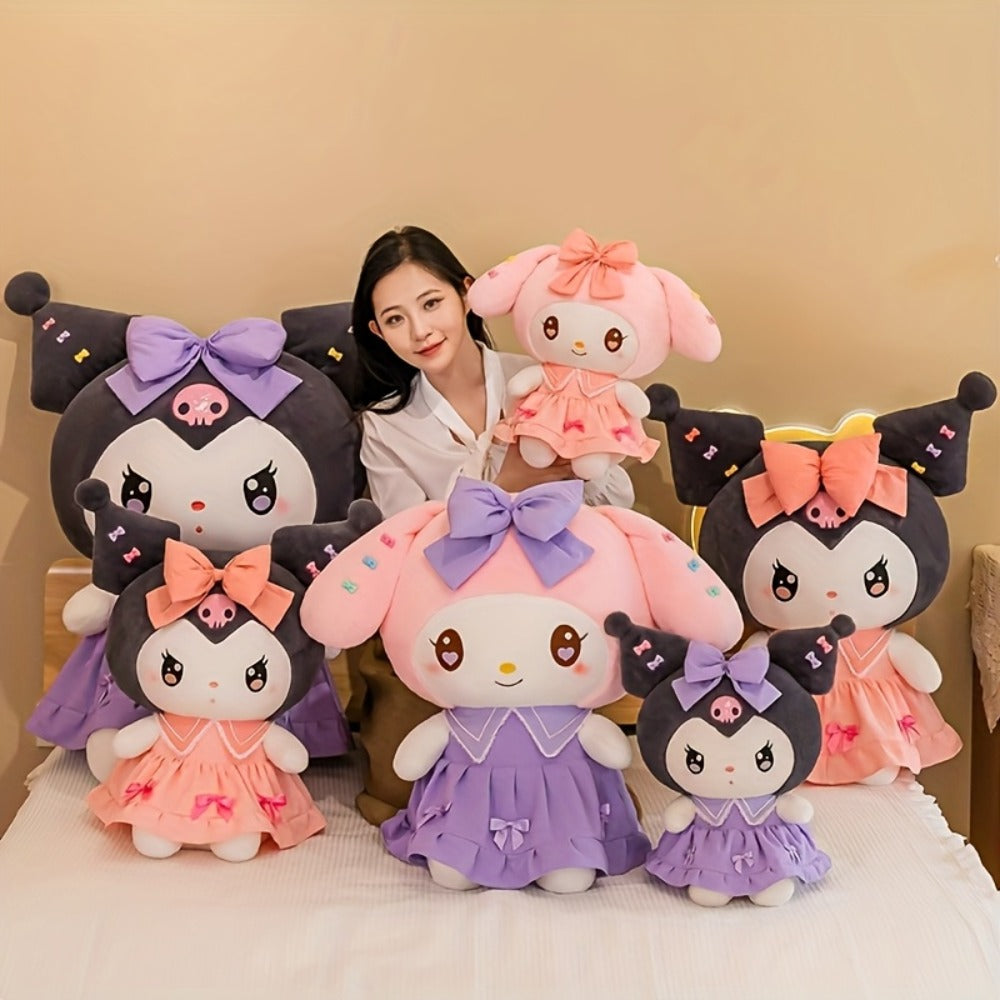Kuromi My Melody Plush Doll Princess Dress, Collectible Sanrio Stuffed Animal with Pink Bow & Ruffled Collar — image 5