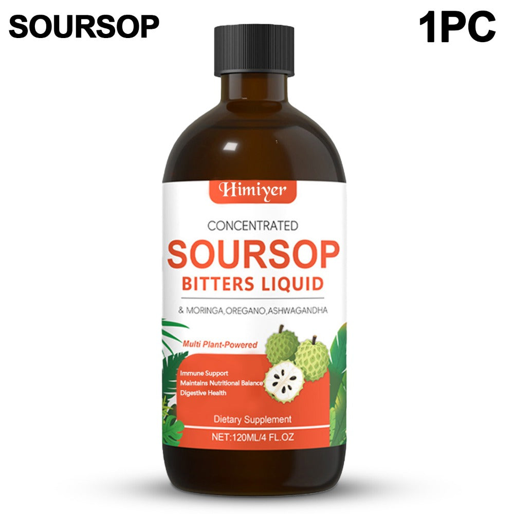 Soursop Bitters Liquid Herbal Supplement, Gut Health Support with Moringa, Oregano & Ashwagandha — image 1