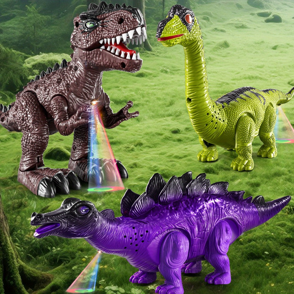 Electric Walking Dinosaur Toys Set of 3 with Sound, Light & Walking Functions, Interactive Moving Dino Toy Collection — image