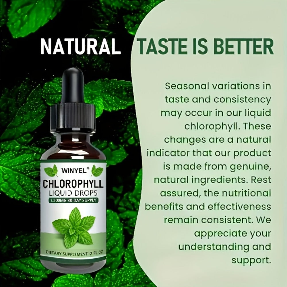 Herbal Supplements with WINYEL Label, Liquid Chlorophyll Drops in One Amber Dropper Bottle — image 4