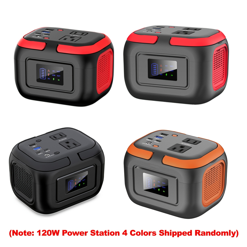 Portable Power Station 120W 97.68Wh Solar Generator with AC Outlet USB-A USB-C DC Output Battery Bank for Camping RV Home Eme