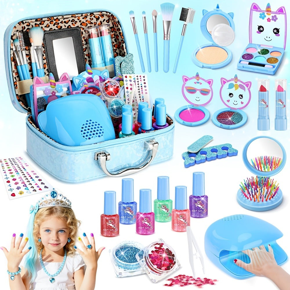 Kids Makeup Set for Girls, 2-in-1 Princess Makeup & Nail Art Kit, Pretend Play Cosmetics with Nail Polish — image 10