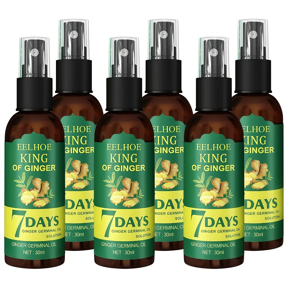 Ginger Hair Oil Spray Set 6 Bottles × 30ml – 7-Day Deep Moisturizing Frizz Control Mist for Dry, Curly & Coily Hair | Lightwe