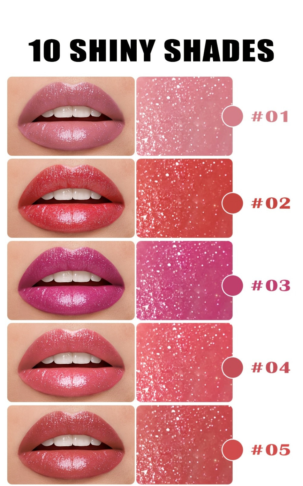 Lipstick Set, LANCMANNI 5-Color Angled-Tip Shine Collection with Two numbered shade-group Options — image 7