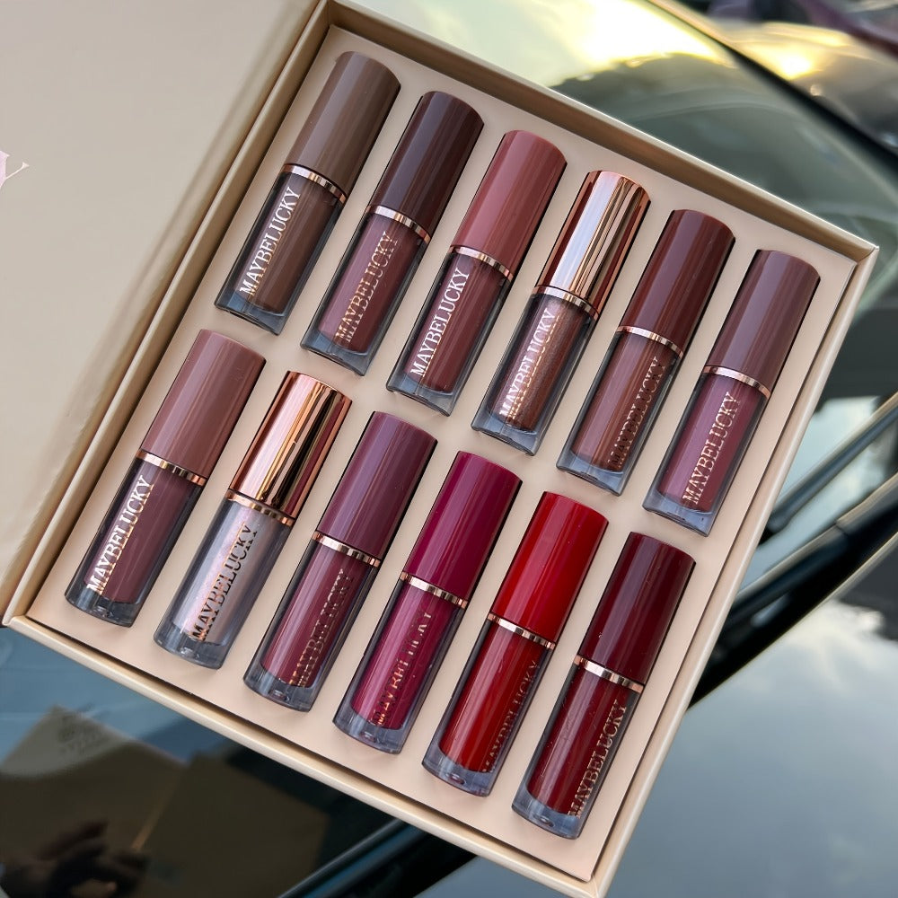 Liquid Lipstick Set 12 Pcs Velvet Matte, Non-Transfer Shimmer & Nude Shades in Elegant Book-Style Gift Box — image 5
