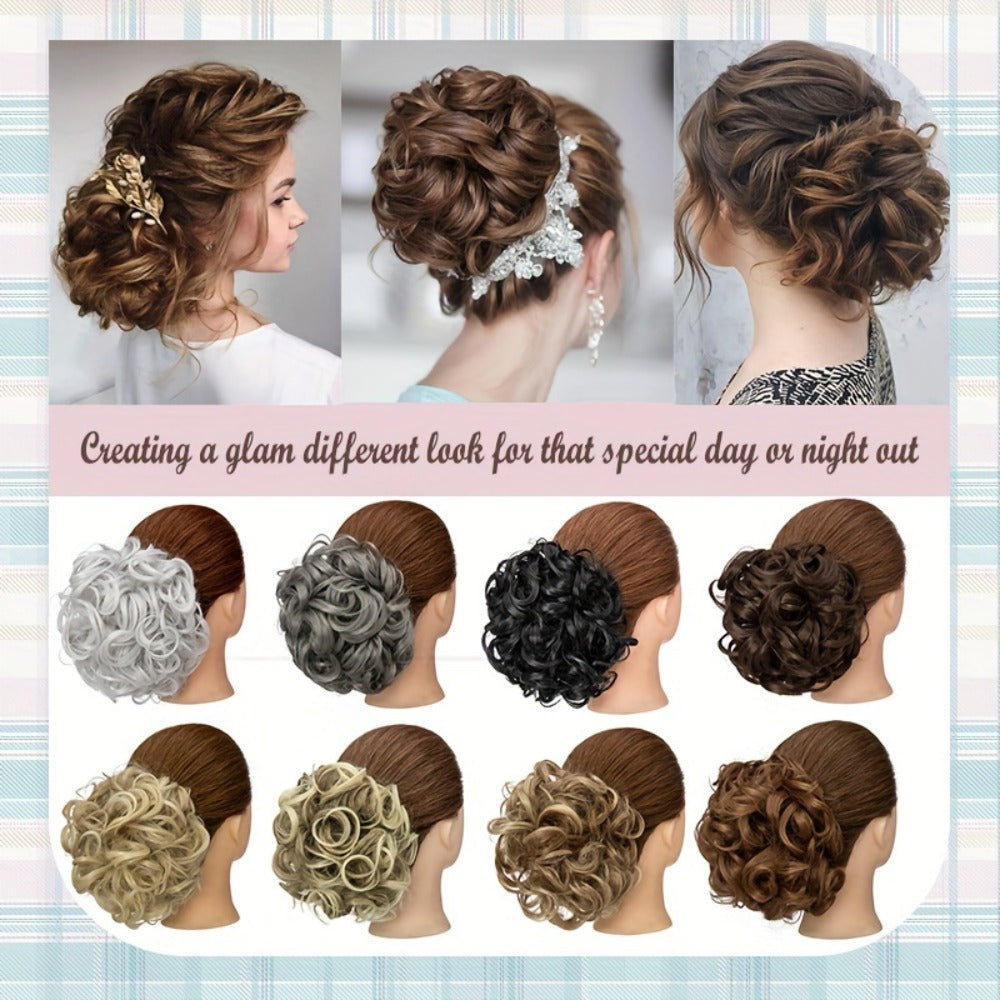 Clip In Hair Bun Extension Messy Bun Chignon Hairpiece – Synthetic Curly Updo with Comb & Scrunchie for Women — image 12