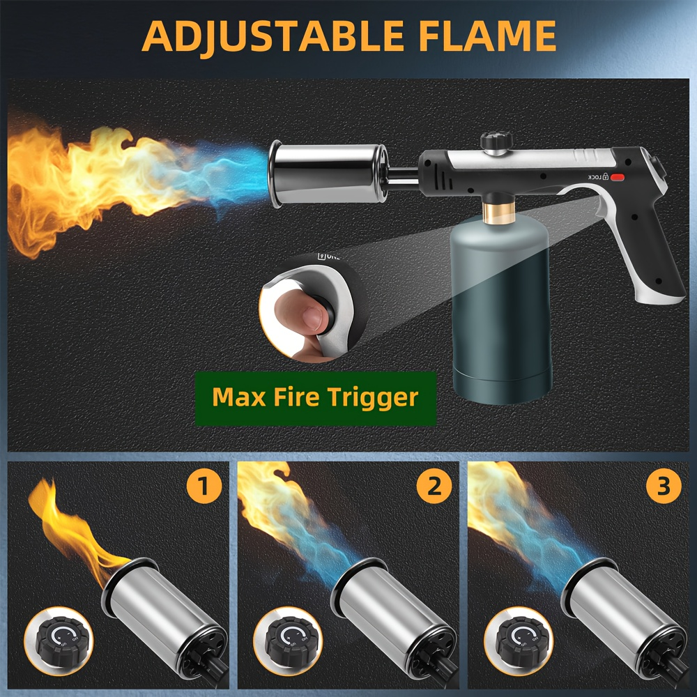 Handheld Propane or MAPP Torch with Trigger Ignition, Flame Control and Black or Golden Finish — image 8