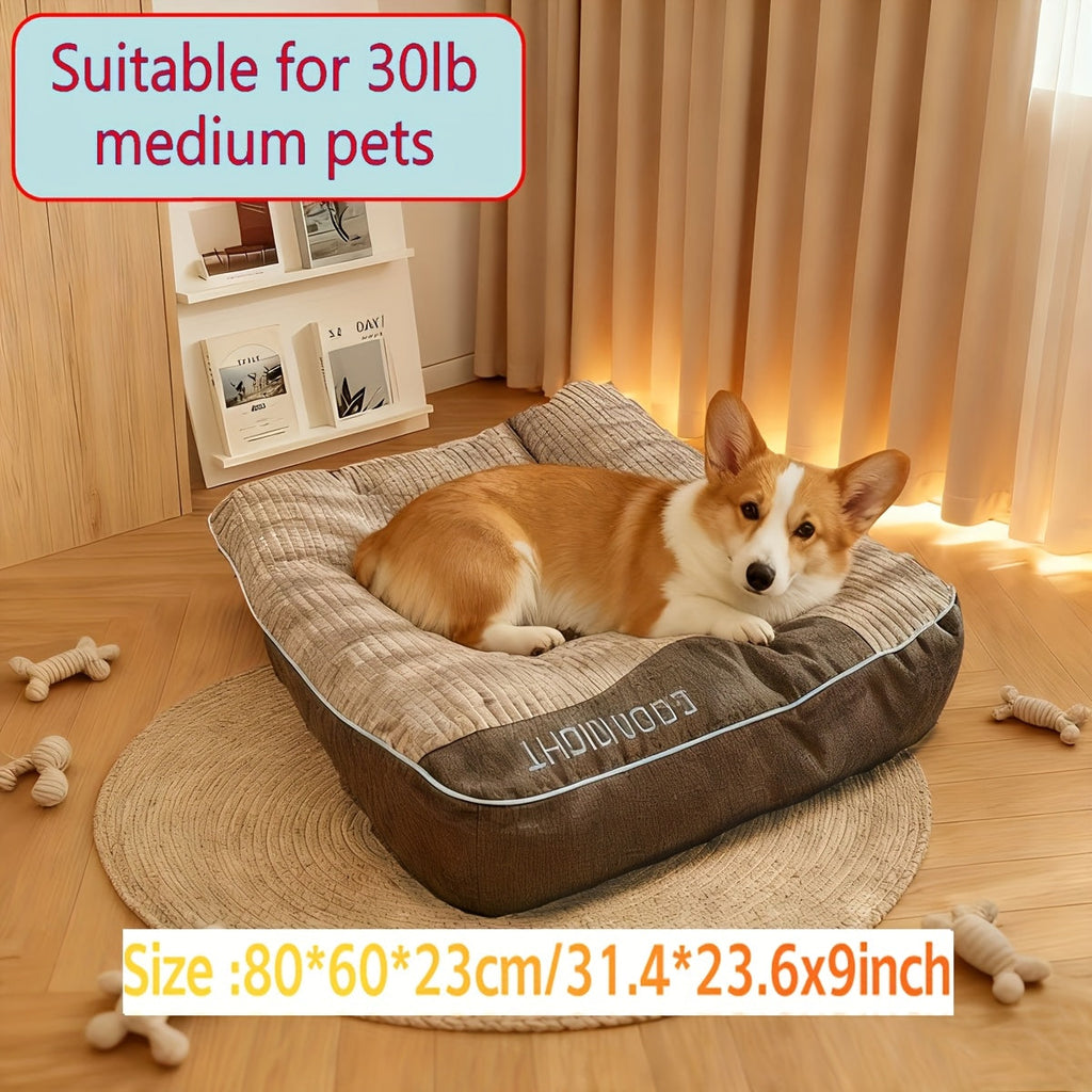 Gray Rectangular Dog Bed with Thick Polyester Fiber Cushion, Four Size Options and Included Grooming Tool — image 14