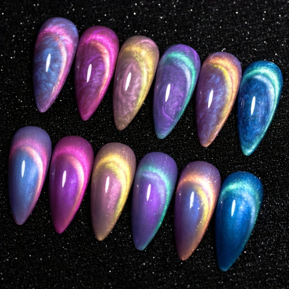 Gel Nail Polish 6-Piece 9D Aurora Magnetic Cat-Eye Set with Pearl-Shell Glitter Effect and UV/LED Soak-Off Cure — image 9