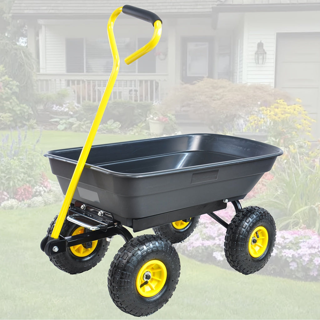 Garden Dump Cart, Steel Frame Pneumatic Tires Lawn Yard Farm Utility Wagon for Garden, Patio and Yard Use — image 1